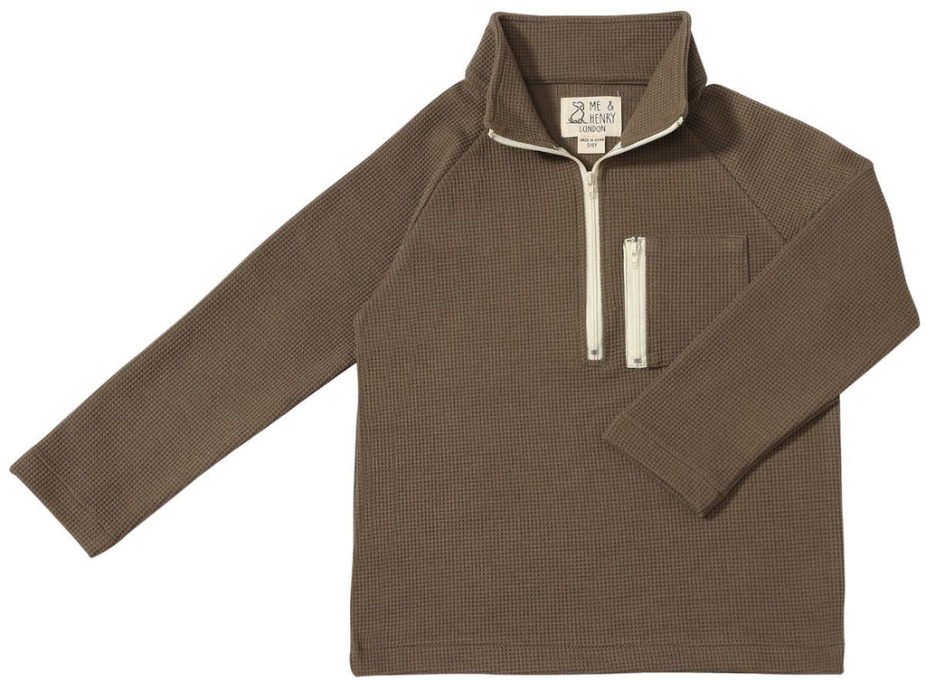 Picket Zip Up Top | Olive Waffle | Me & Henry