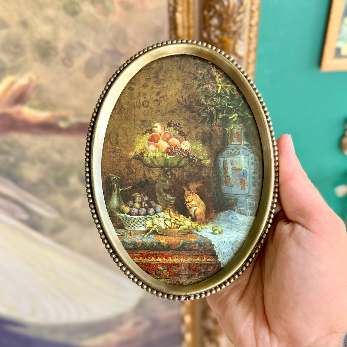 Mystic Harvest Still Life – Framed Antique-Style Painting