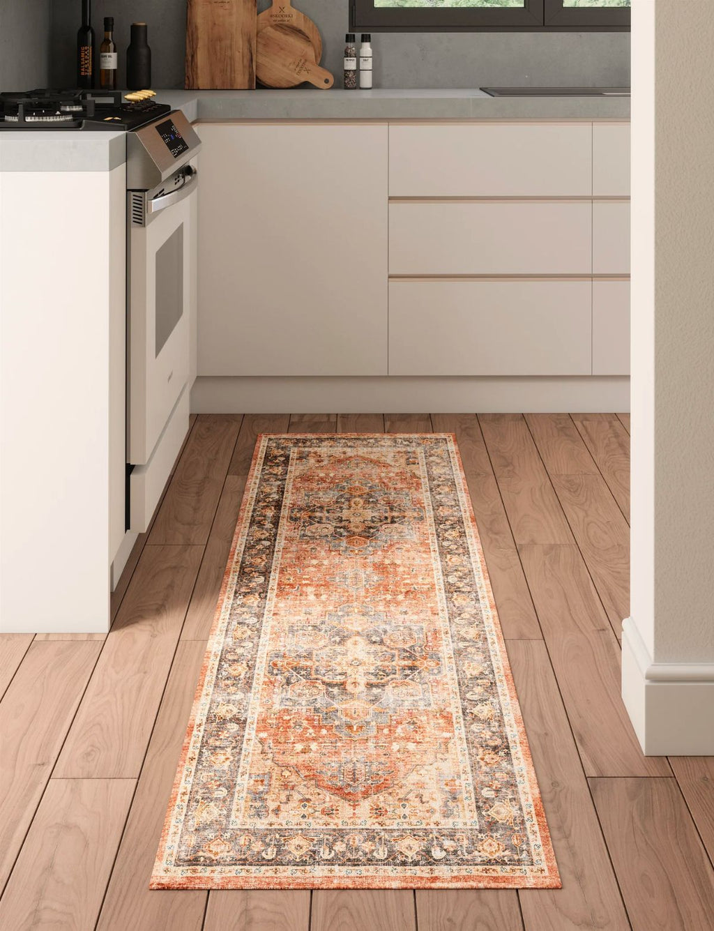 Riverra Terracotta Black Rug