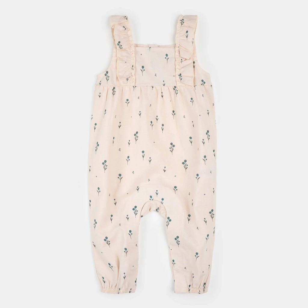 Cross Hatch Playsuit | Blue Tulips on Light Pink | Petit Lem