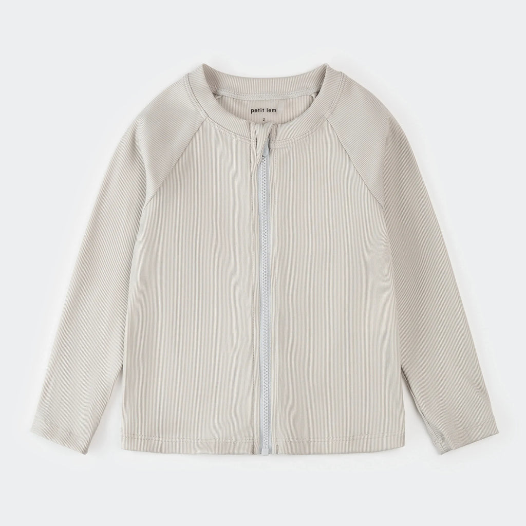 Ribbed Full Zip Rashguard | Light Grey | Petit Lem
