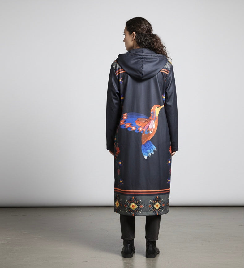 Midnight Hummingbird Long Coat