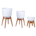 Sita - Mid-Century Turned Wood Leg Planter White (Multiple Sizes)