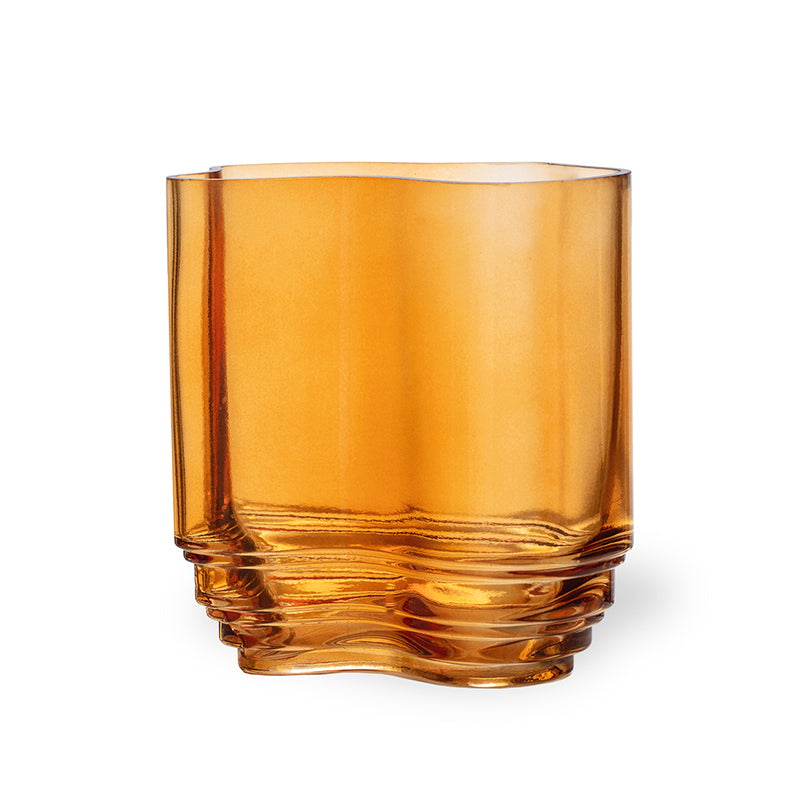 Lake Glass Vase - Mouth-Blown Amber Organic Design
