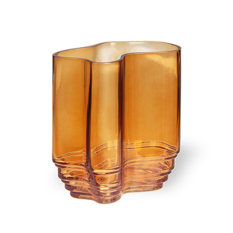 Lake Glass Vase - Mouth-Blown Amber Organic Design