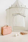 Recycled Fabric Play Tent Castle | Gingham Beige | 3 Sprouts