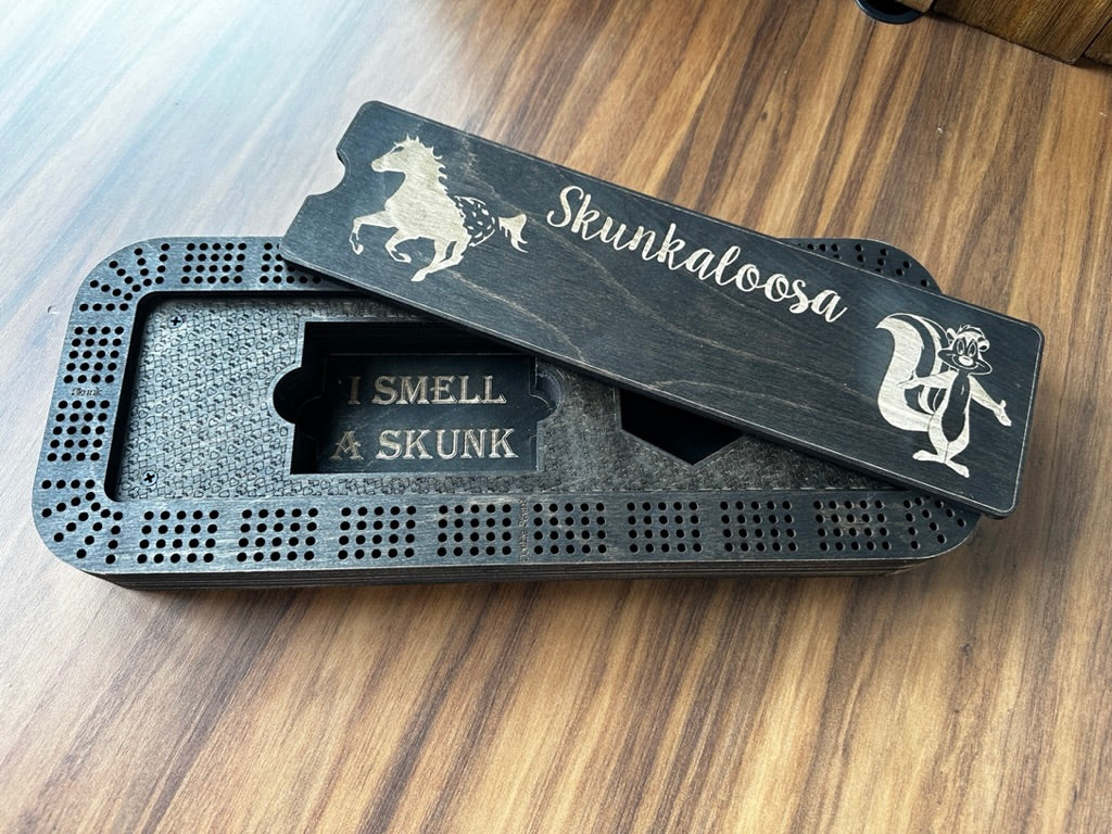Personalized Cribbage Board with Card and Pegs Storage,Rectangular Size,With Scoring Panel