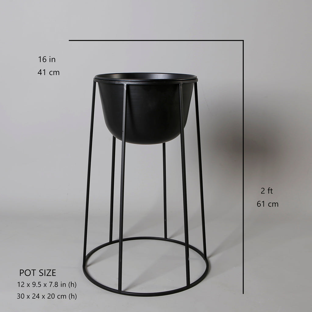Fazel Black Raised Metal Pot Planter 2’