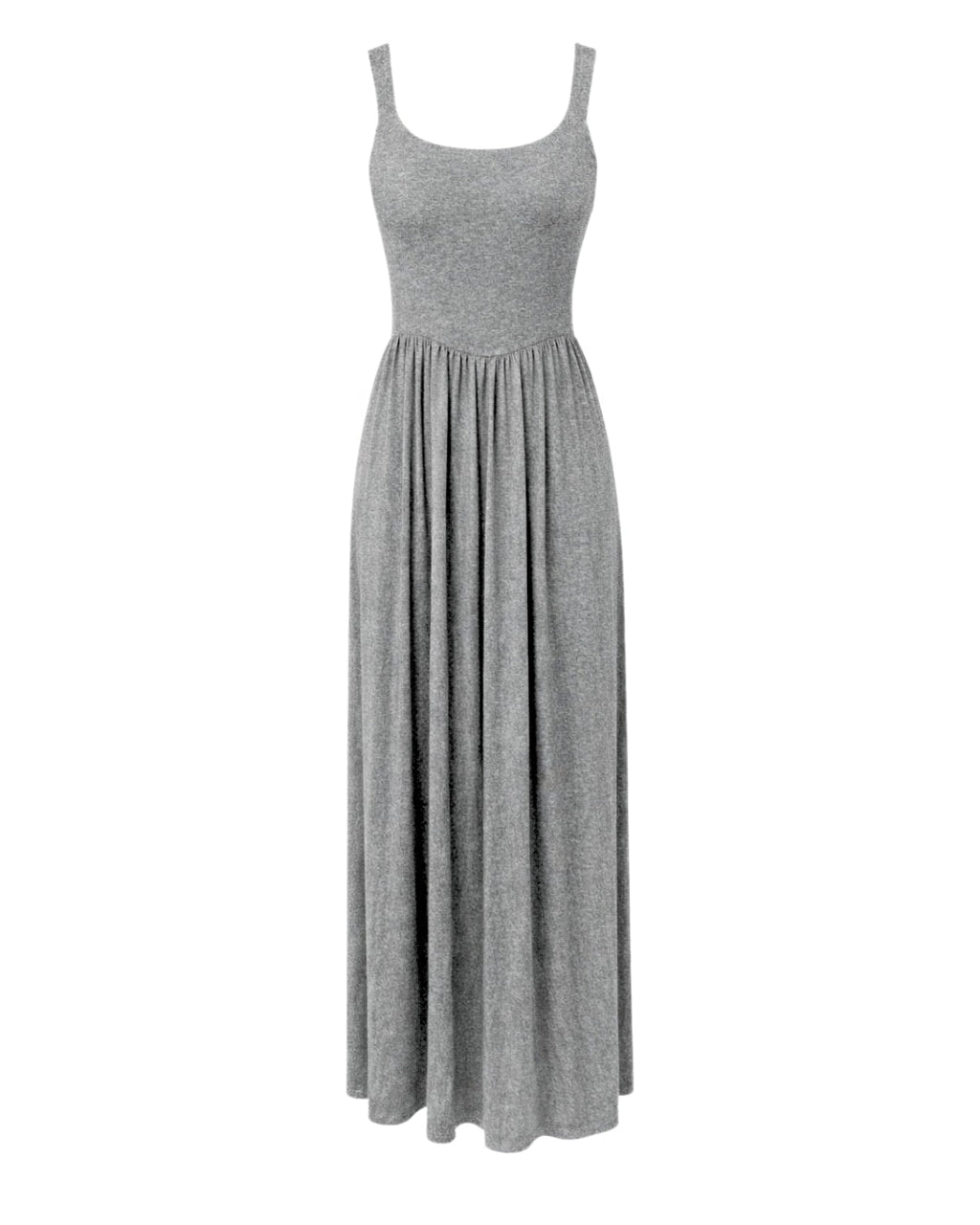 Dawn – Sleeveless Silky Jersey Flowing Maxi Dress In Grey