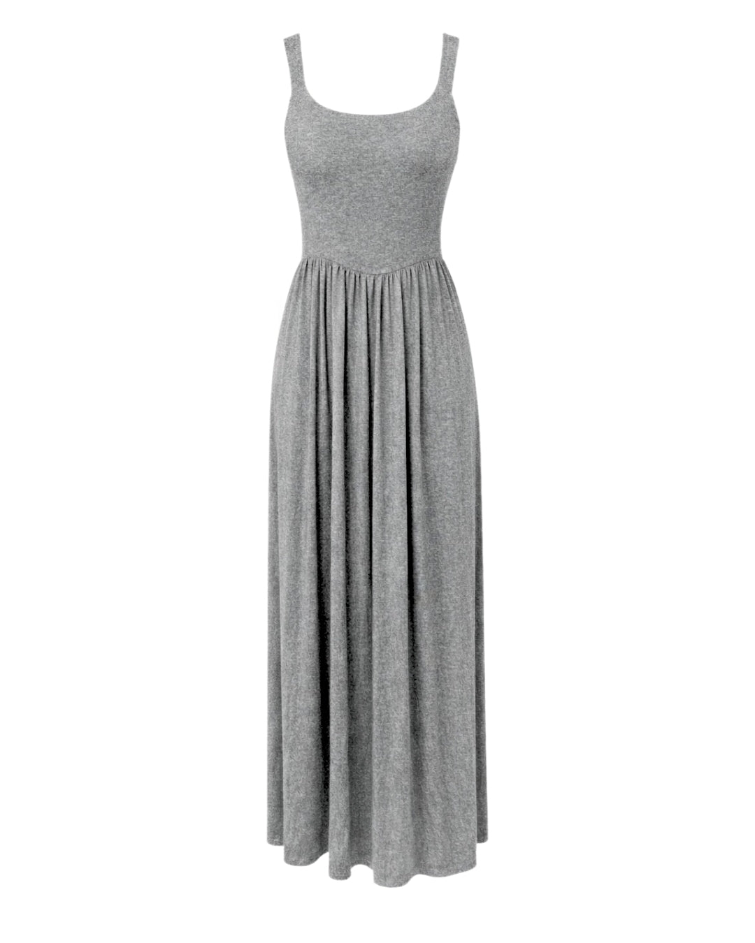 Dawn – Sleeveless Silky Jersey Flowing Maxi Dress In Grey