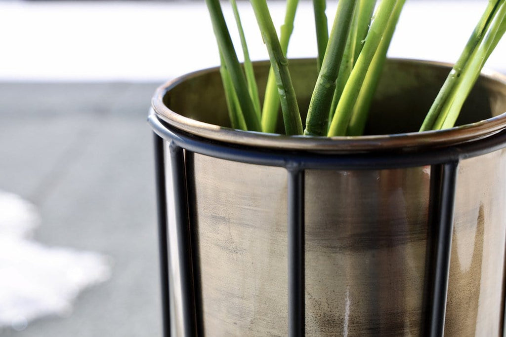 Neva - Brass Planter With Black Stand