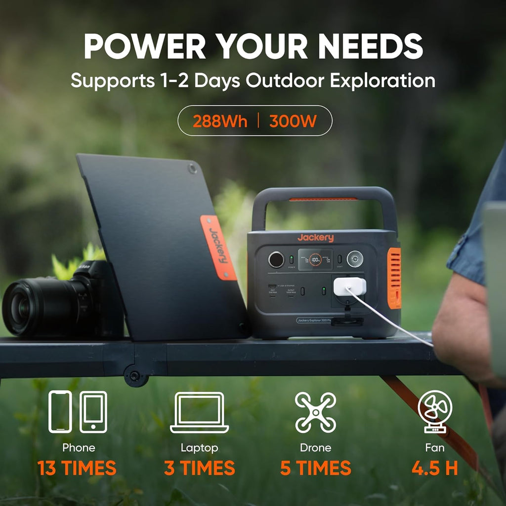 Jackery Explorer 300 Portable Power Station,292Wh | Backup LiFePO4 Battery, Solar Generator for Outdoors, Camping, Travel, Hunting, Blackout (Solar Panel Optional)