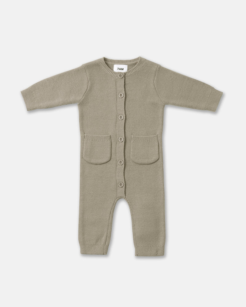 Chunky Long Sleeve Ribbed Jumpsuit | Olive | 7AM