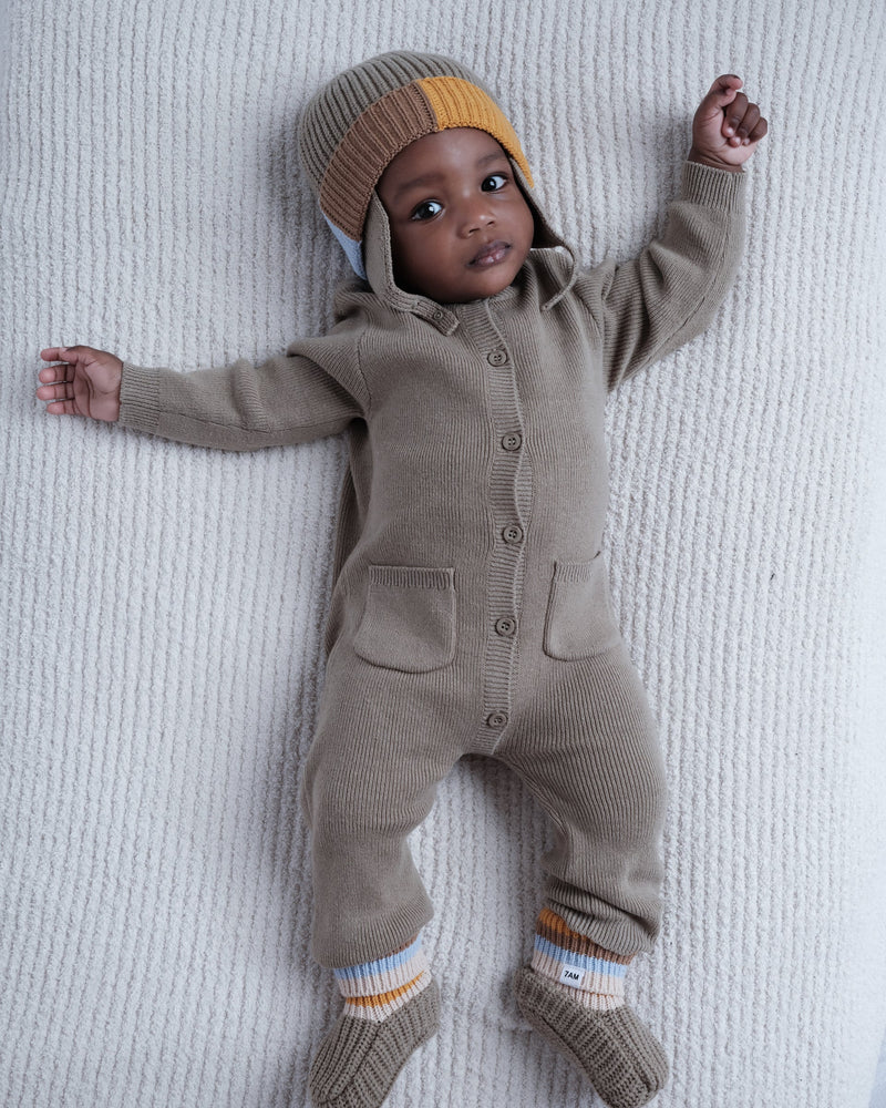 Chunky Long Sleeve Ribbed Jumpsuit | Olive | 7AM