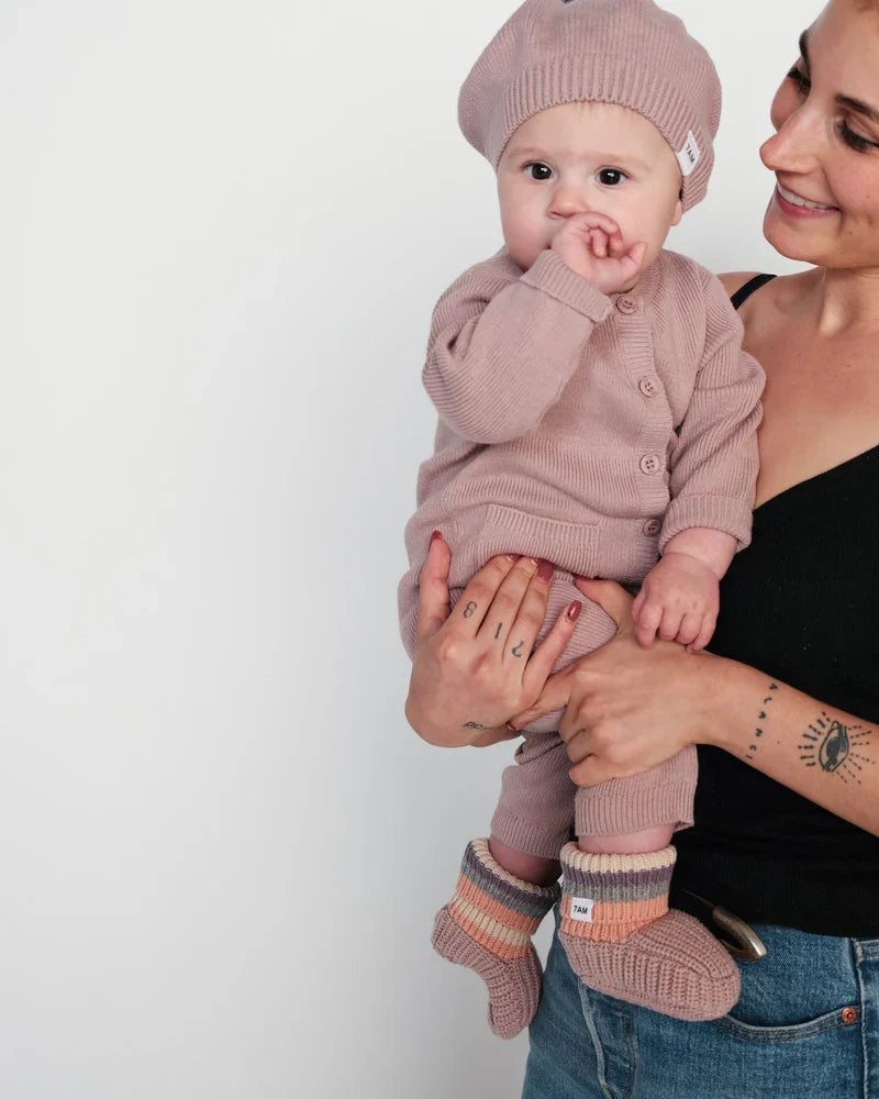 Chunk Long Sleeve Ribbed Jumpsuit | Rose Ash | 7AM