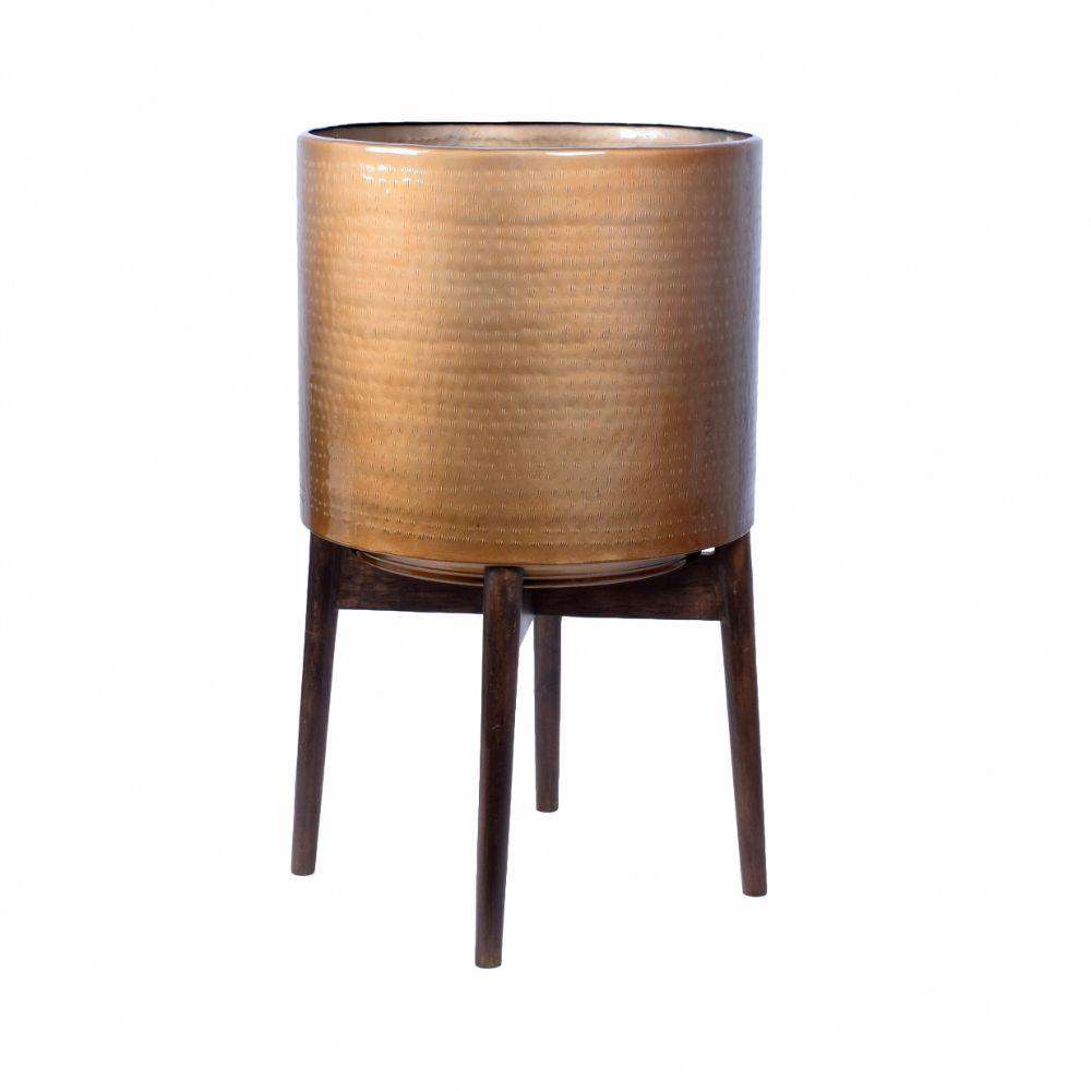 Adora -Mid-Century Modern Plant Stand With Brass Planter