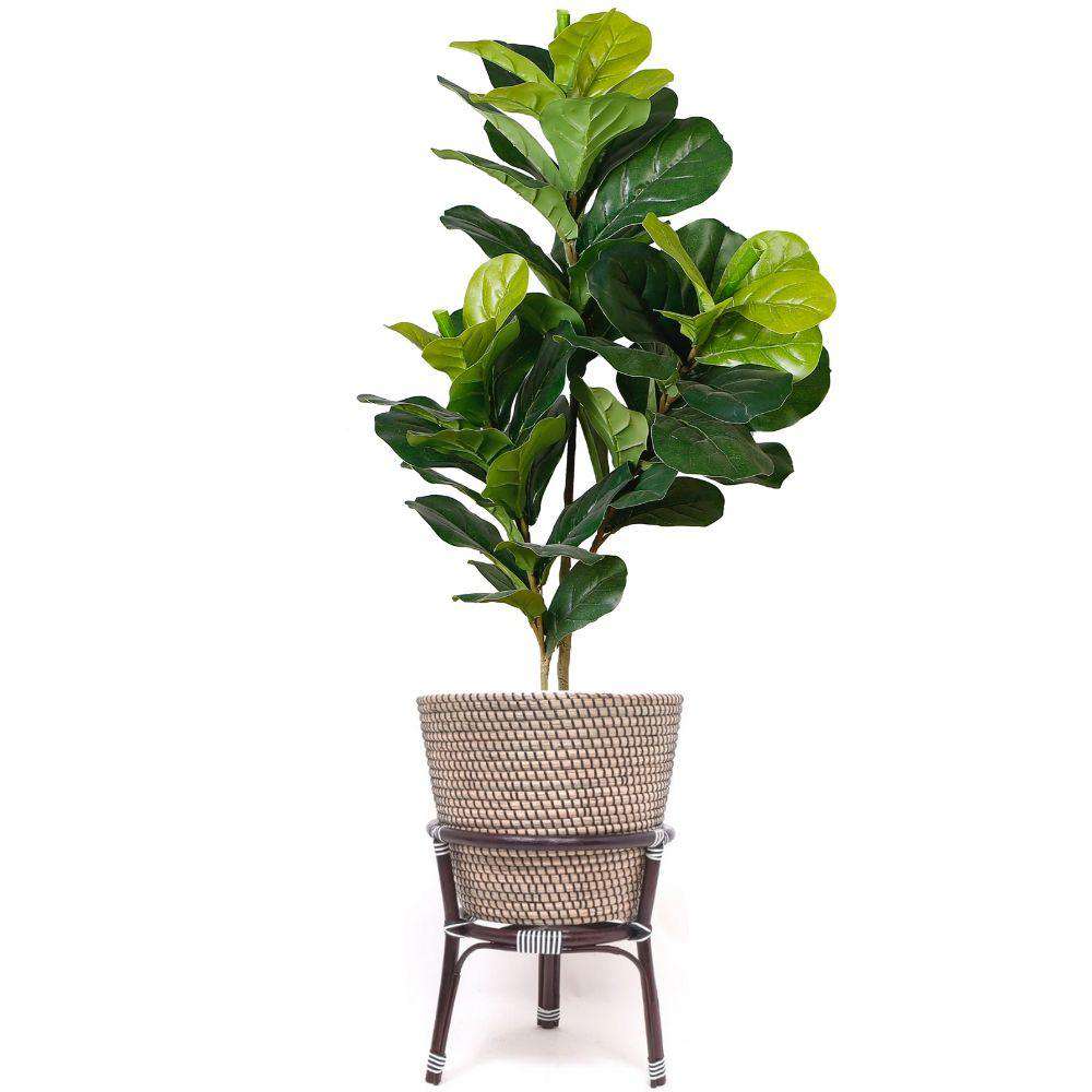 Ayu - Boho Floor Planter On Wooden Stand