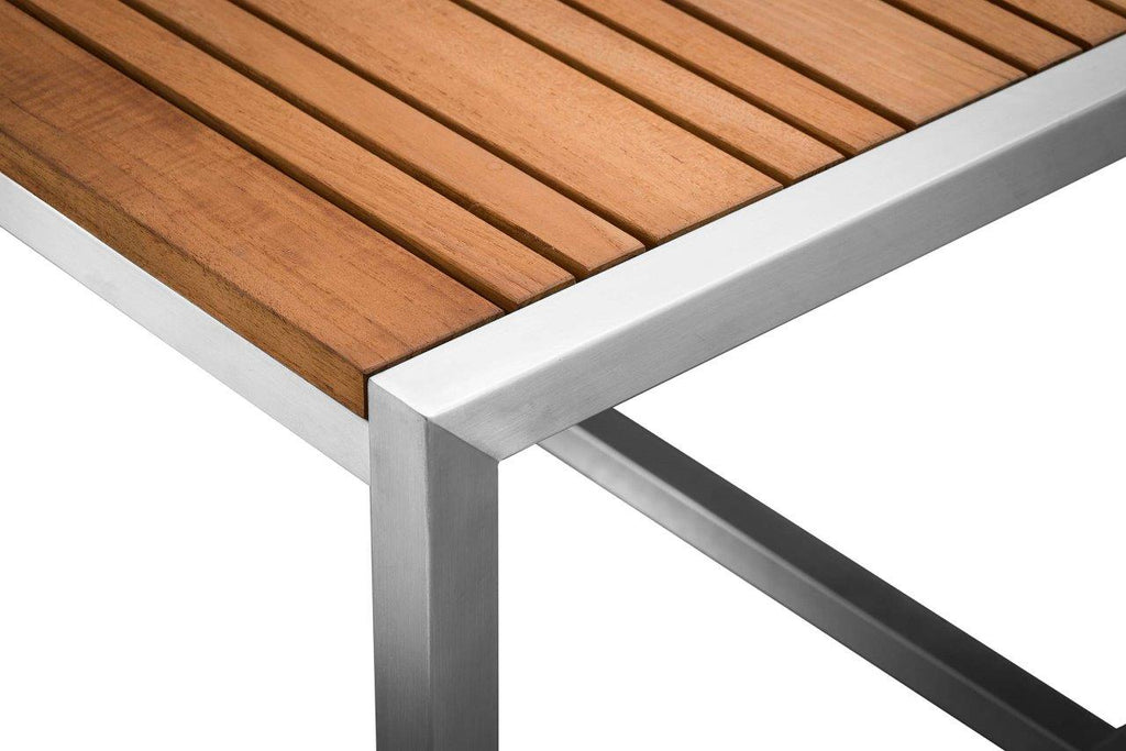 Acacia Stainless Steel & Teak Top Outdoor Coffee Table