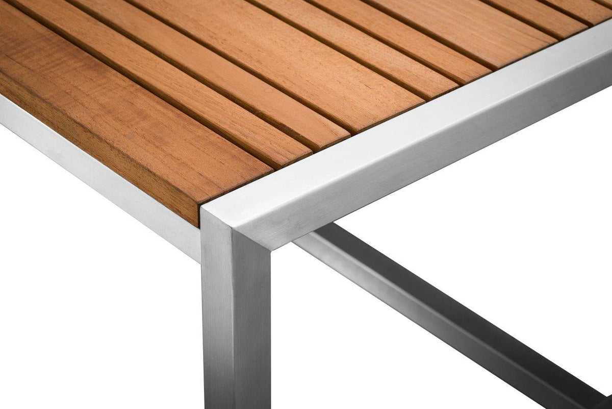 Acacia Stainless Steel & Teak Top Outdoor Coffee Table