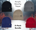 Acrylic Slouchy Toques - 5-Pack Bundle