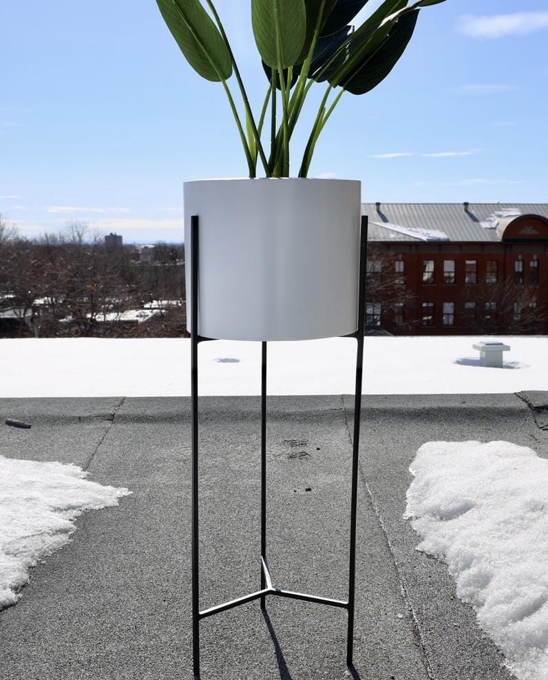 Cira - White Mid-Century Planter With Black Metal Stand (Multiple Sizes)