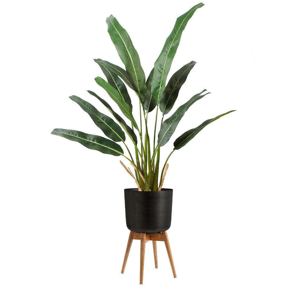 Coyo - Brass Turned Wood Leg Planter Black (Multiple Sizes)
