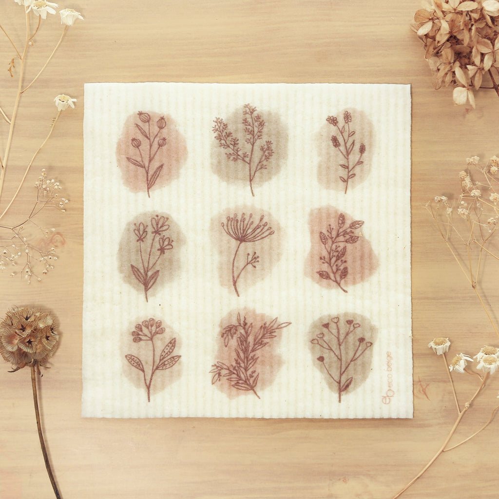 Brown Botanical Sponge Cloth