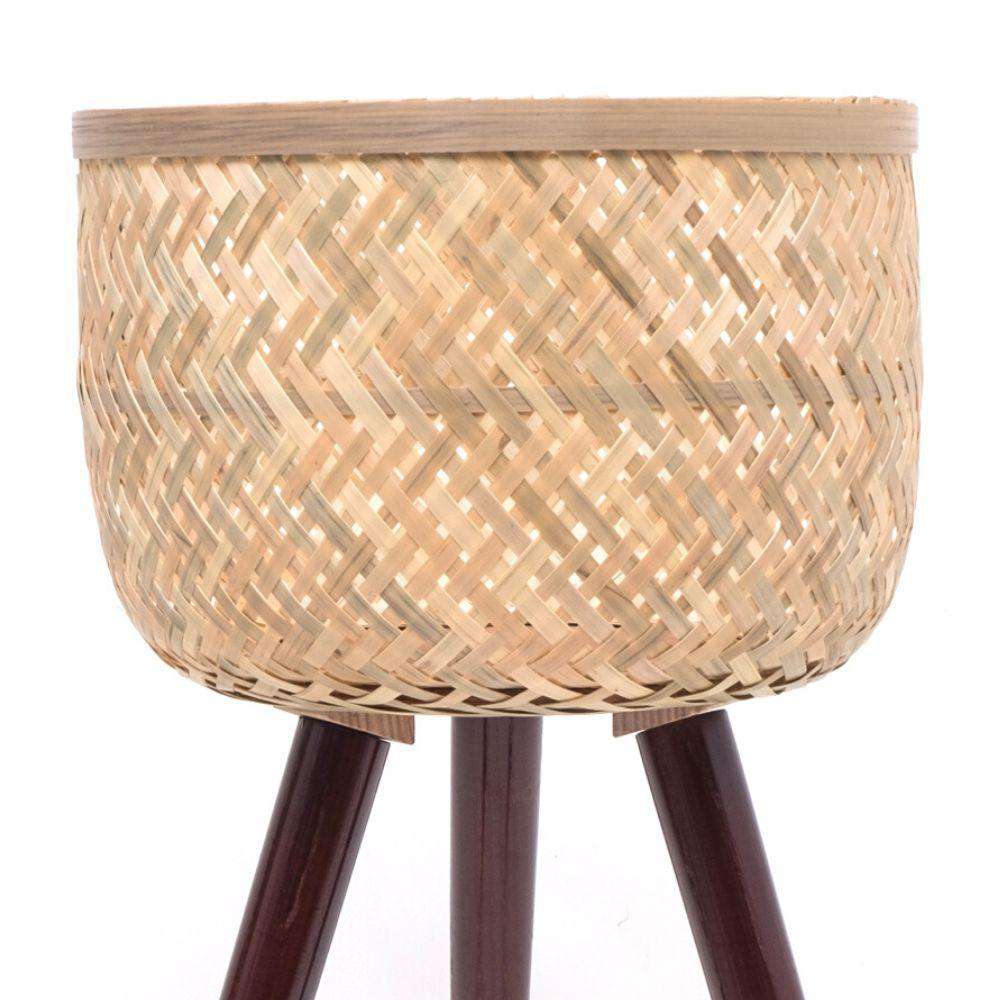 Flar Bamboo Planter On Wooden Stand