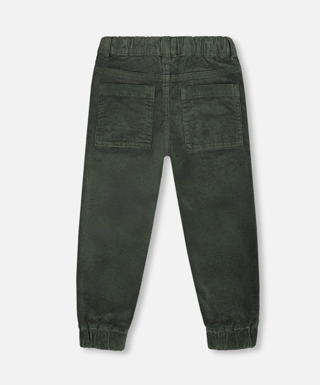 Stretch Corduroy Jogger Pants | Dark Forest | Deux Par Deux