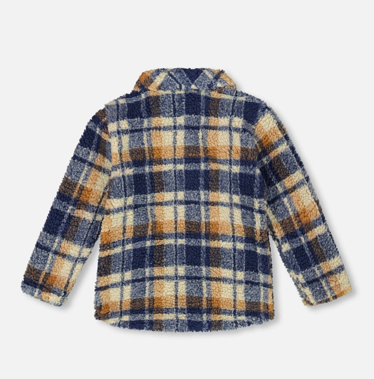 Sherpa Over-shirt  | Navy & Brown Plaid | Deux Par Deux