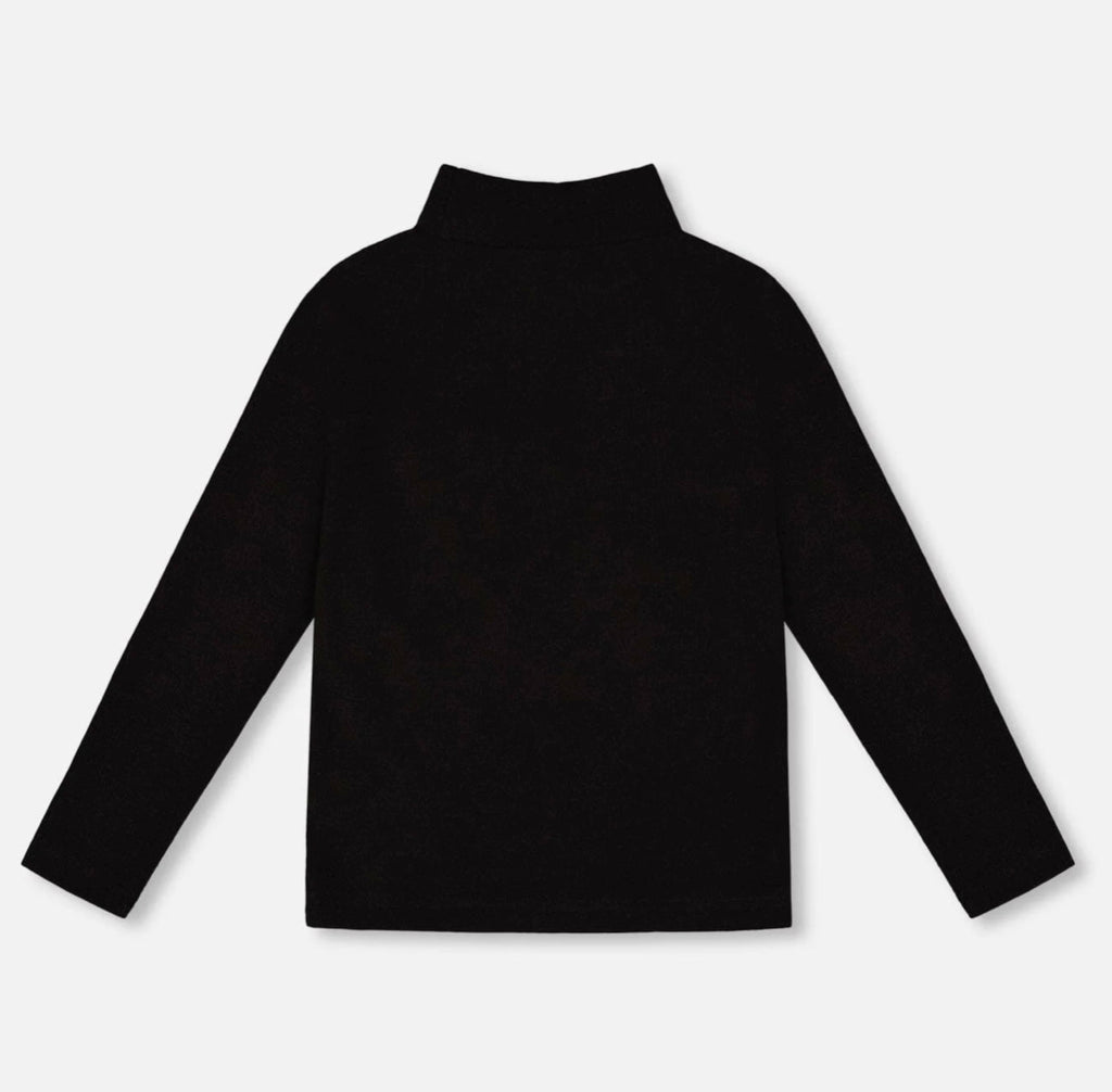 Super Soft Ribbed Mock Neck Top | Black | Deux Par Deux