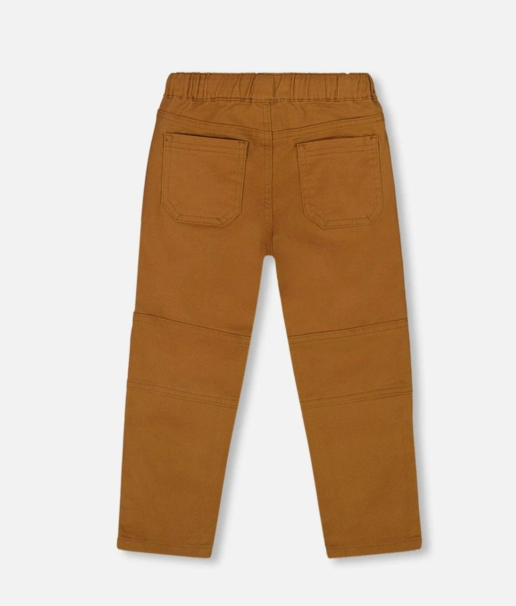 Twill Jogger Pants With Patch Pockets | Brown | Deux Par Deux