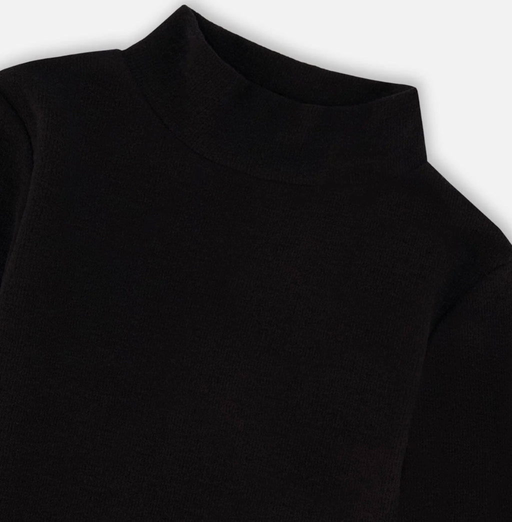 Super Soft Ribbed Mock Neck Top | Black | Deux Par Deux