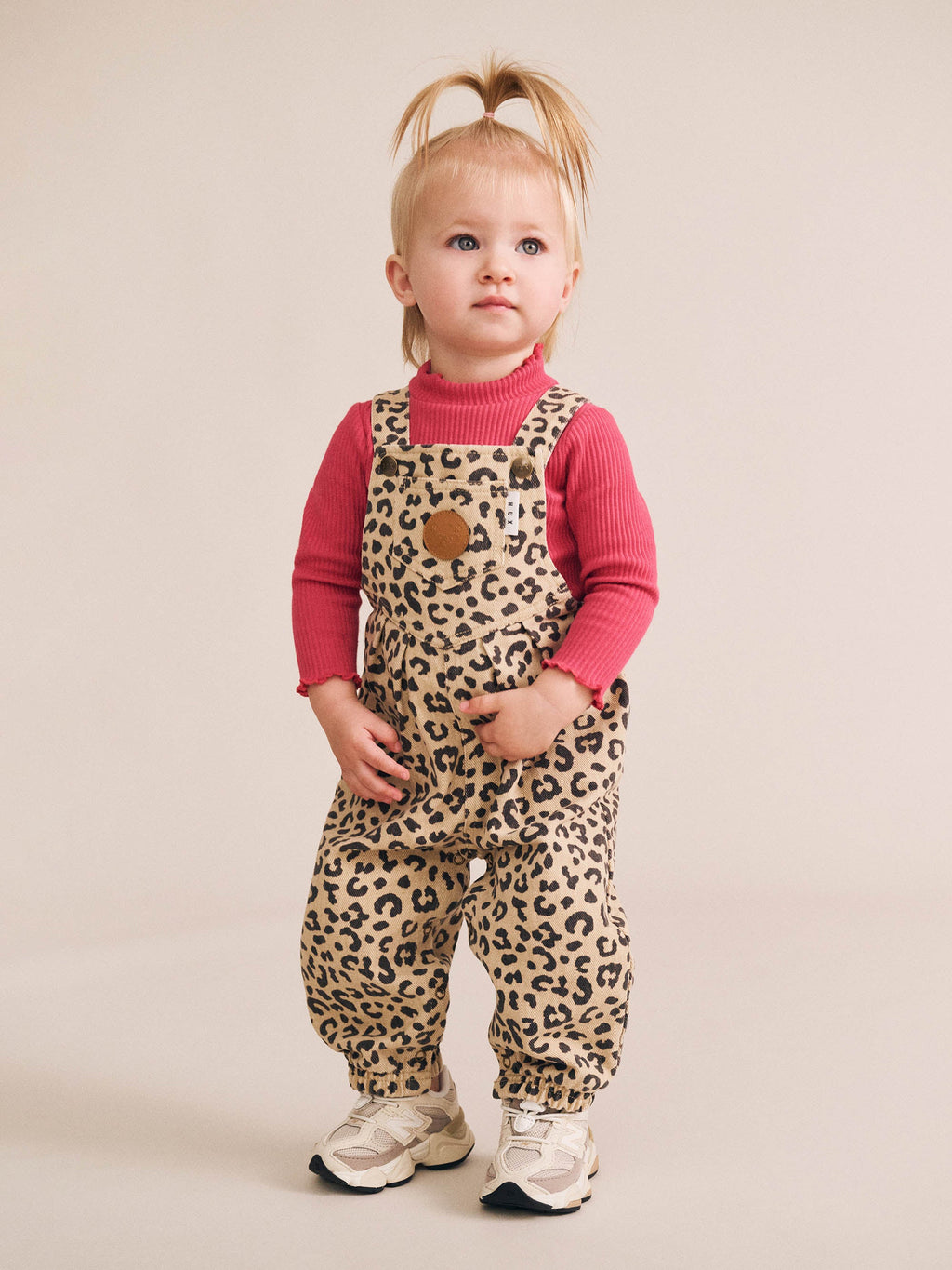 Leopard Print Denim Overalls | Huxbaby