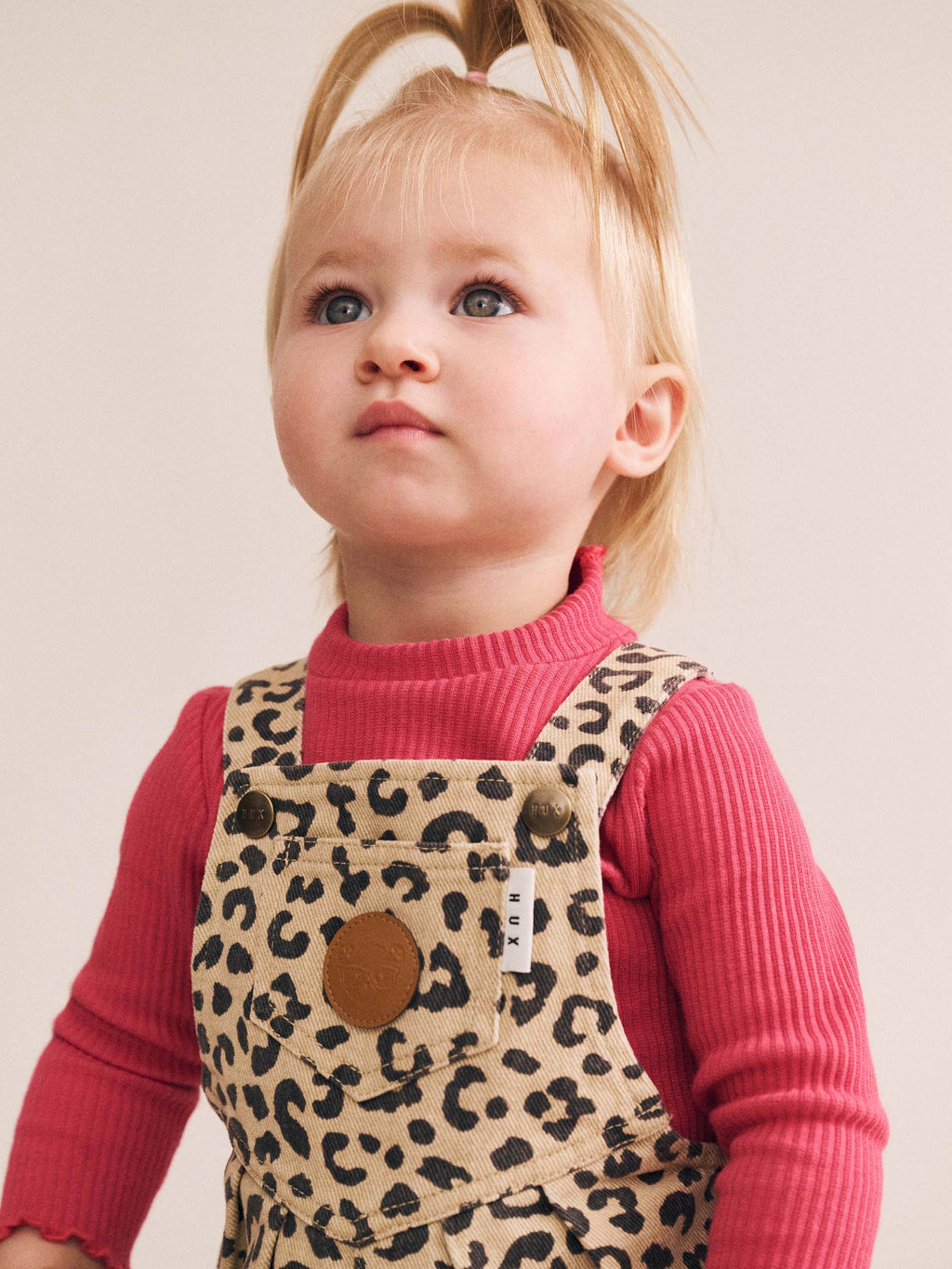 Leopard Print Denim Overalls | Huxbaby