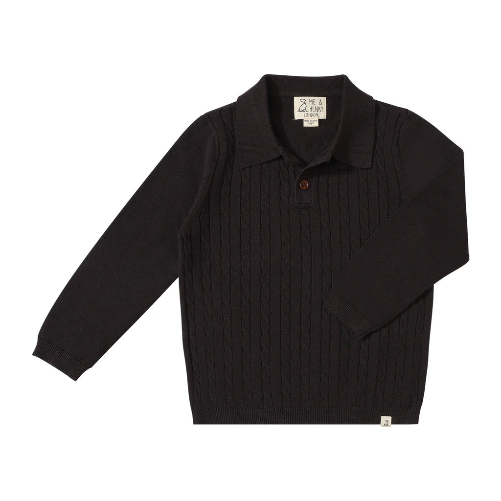 Christian Black Cable Polo | Me & Henry