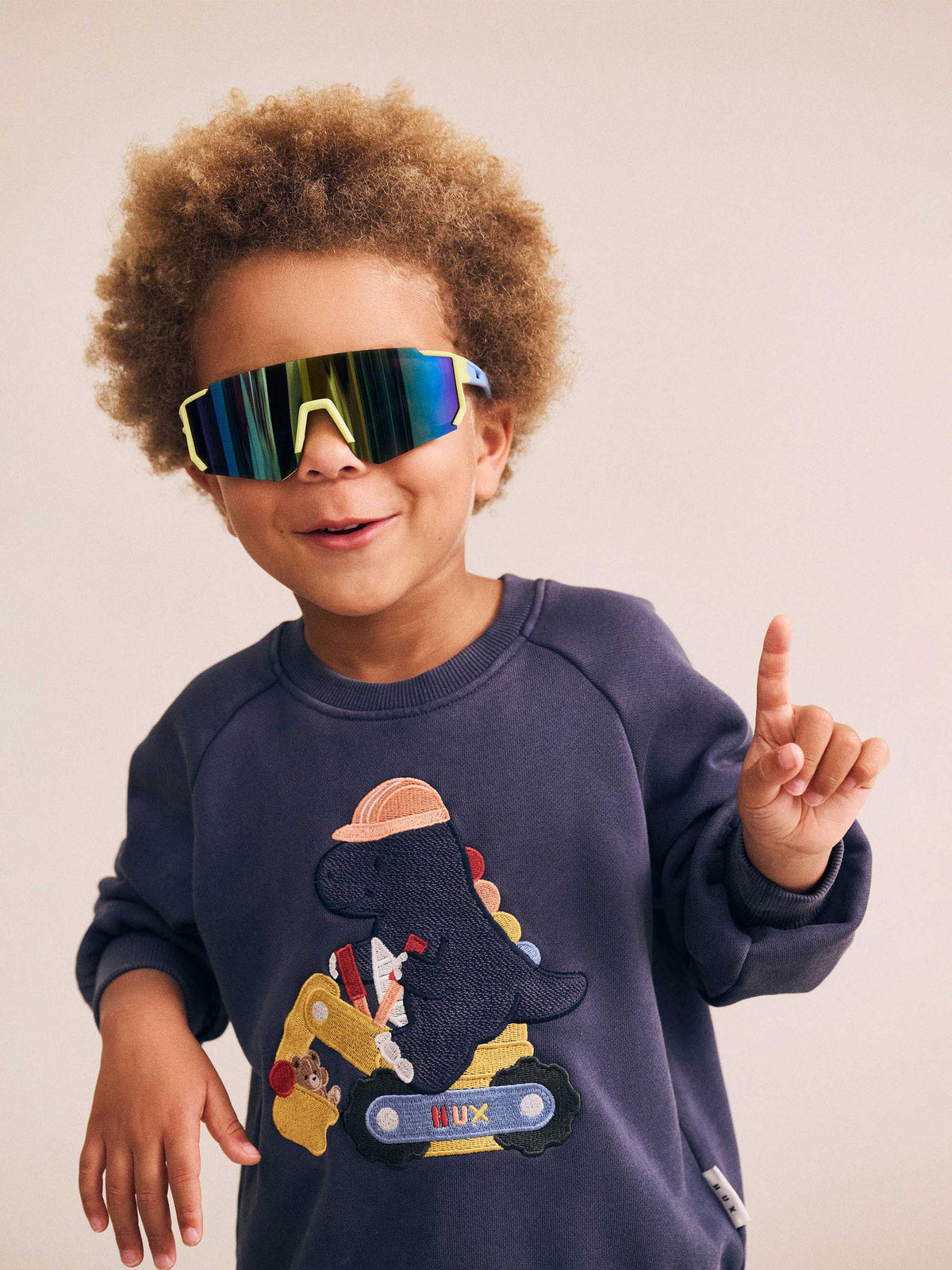 Tradie Dino Sweatshirt | Washed Navy | Huxbaby