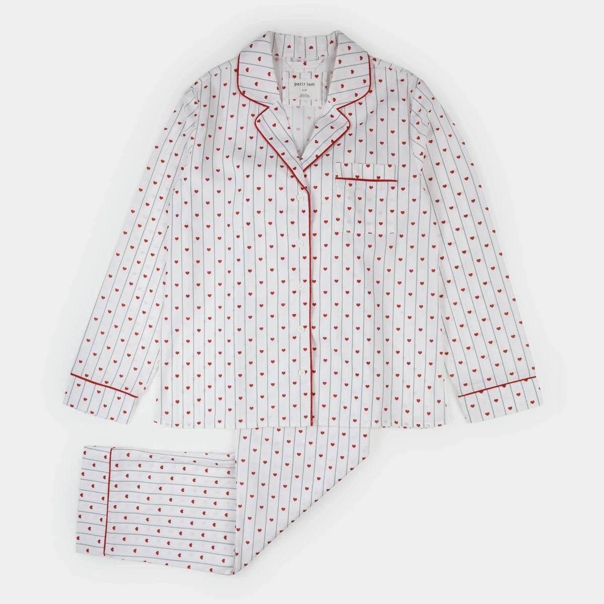 Heart Stripe on Women's Poplin PJ Set | Petit Lem