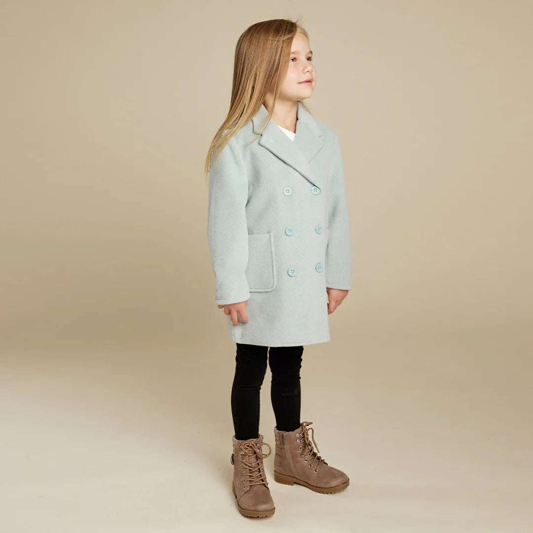 Cloud Blue Girl's Double-Breasted Coat | Miles The Label