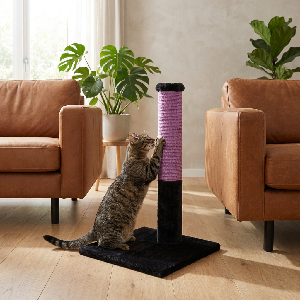Noba Classic 28" Scratching Post - Black Faux Fur