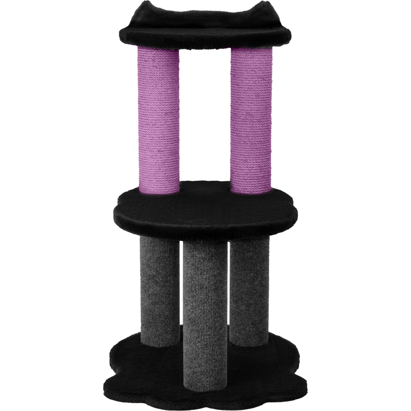 Relaxation - 2-Level Cat Tree - Black Faux Fur