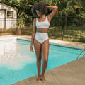 Women's Bikini Set | Vintage Flowers Print on Powder Blue | Petit Lem