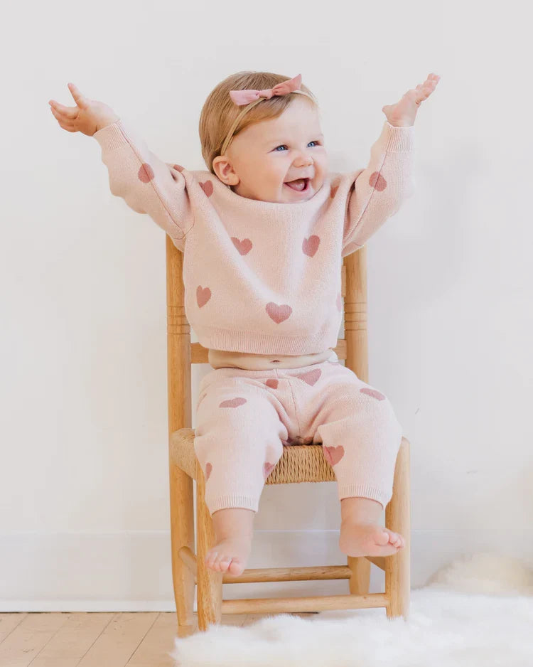 Heart Knit Pants | Quincy Mae | Bubblegum