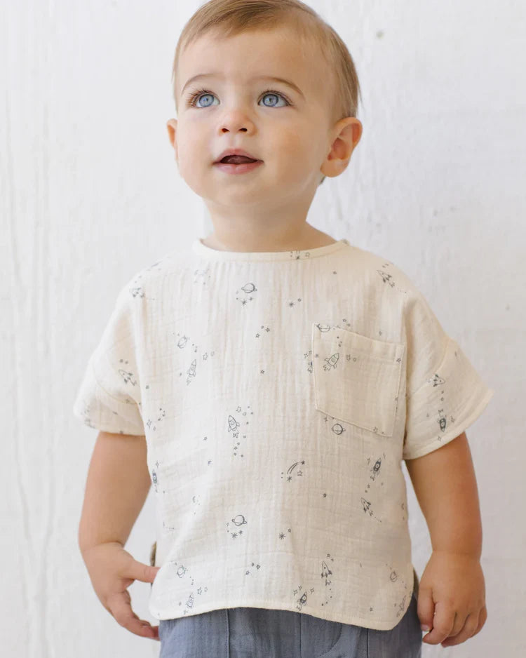 Woven Boxy Top | Space | Quincy Mae