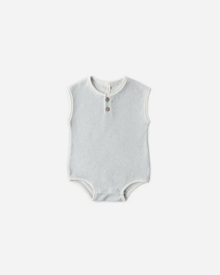 Terry Cloth Romper | Sky | Quincy Mae