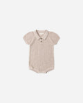 Knit Polo Romper | Heathered Latte | Quincy Mae