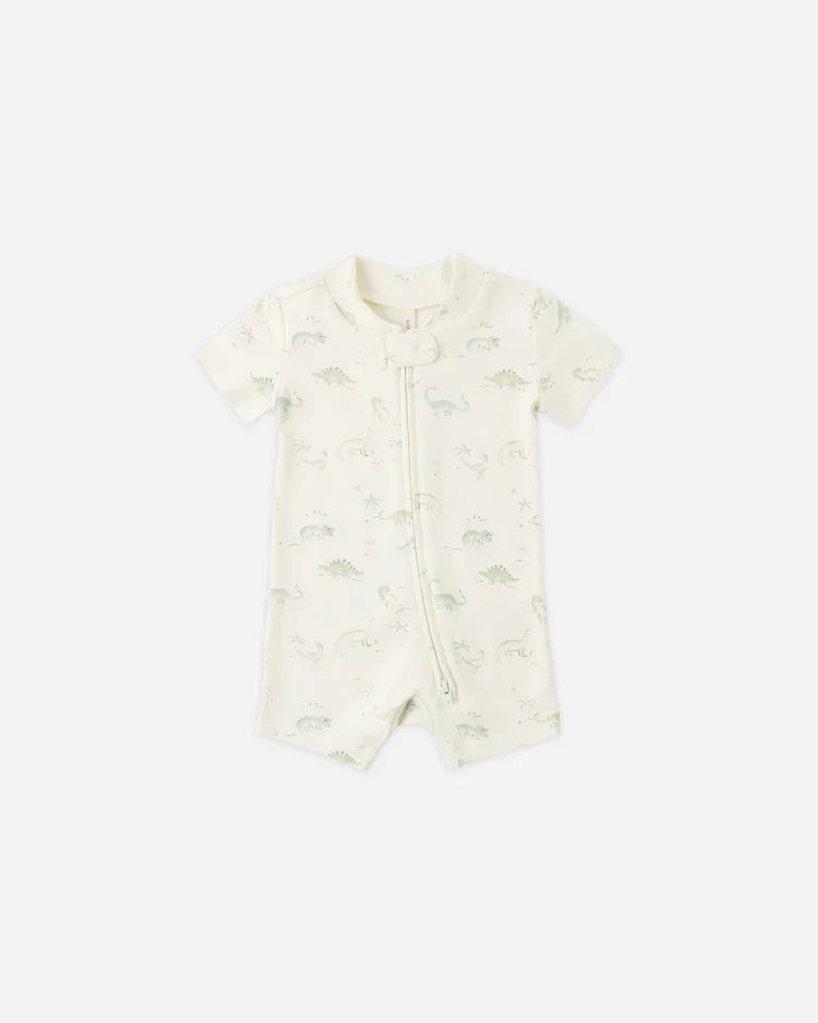 Zip Short Sleeve Sleeper | Dinosaur | Quincy Mae