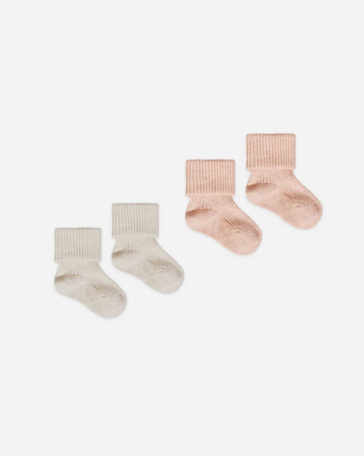 Melange Socks | Oatmeal, Rose | Quincy Mae