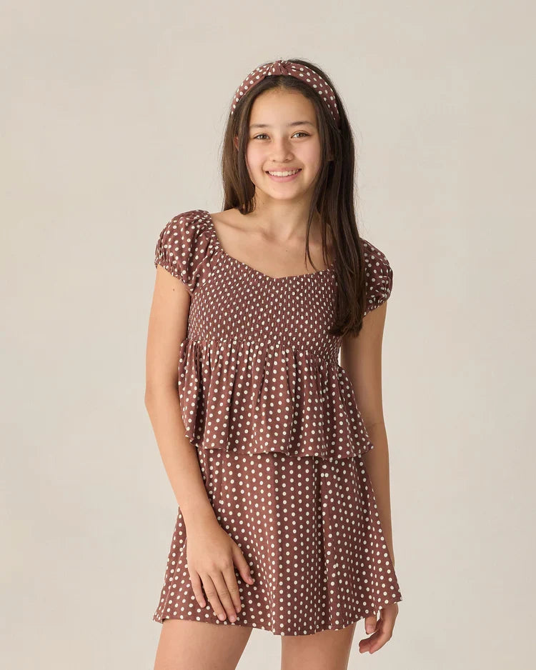 Teen Rachel Skirt | Chocolate Polka Dot | Rylee & Cru
