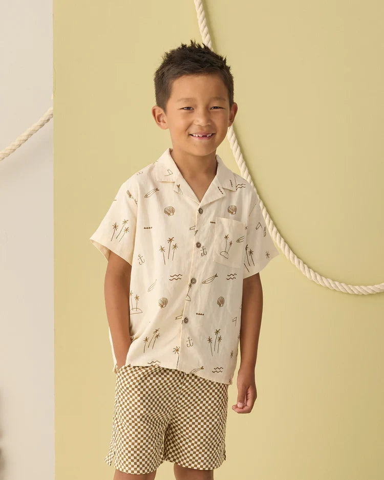 Boardshort | Ocre Check | Rylee & Cru